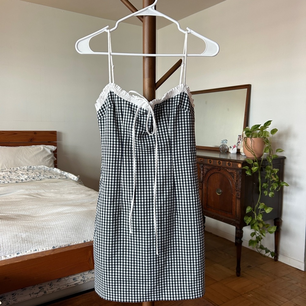 Zara Black and White Checkered Mini Dress